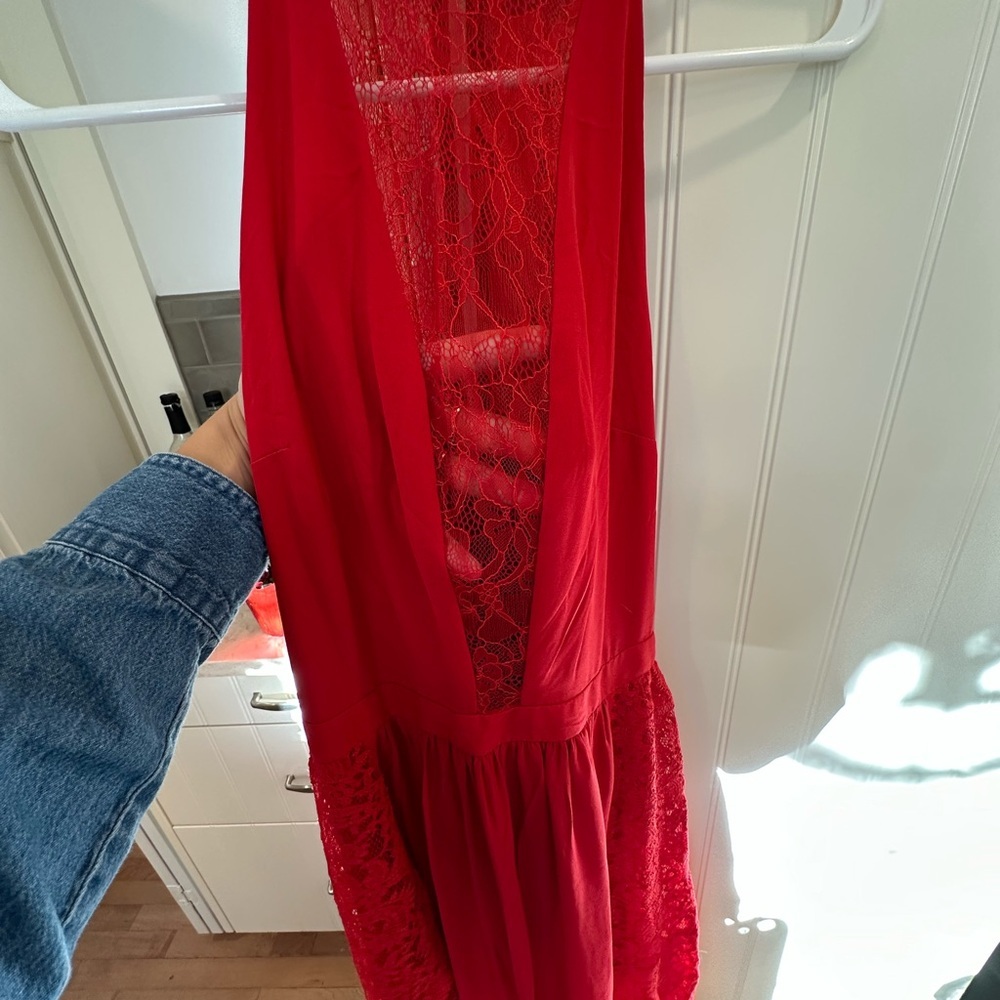Express Red Lace Maxi Dress - Picture 3 of 4